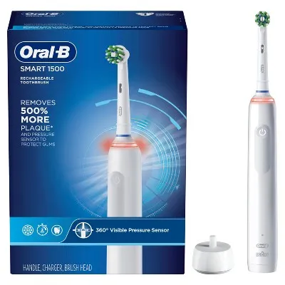 New - Oral-B 1500 CrossAction Electric Power Rechargeable Battery Toothbrush Powered by Braun