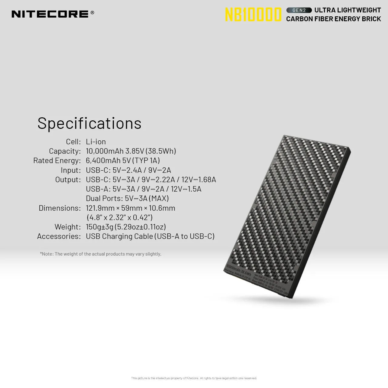 Nitecore NB10000 10000mAh USB/USB-C Quick-Charge Power Bank