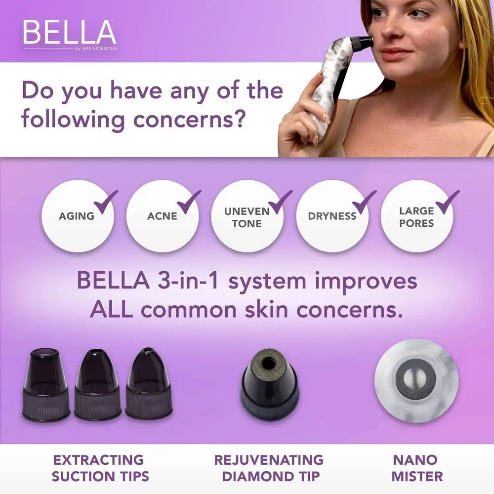 Open Box - BELLA 3-in-1 Microderm Pore Extractor & Micro Mister � White Marble