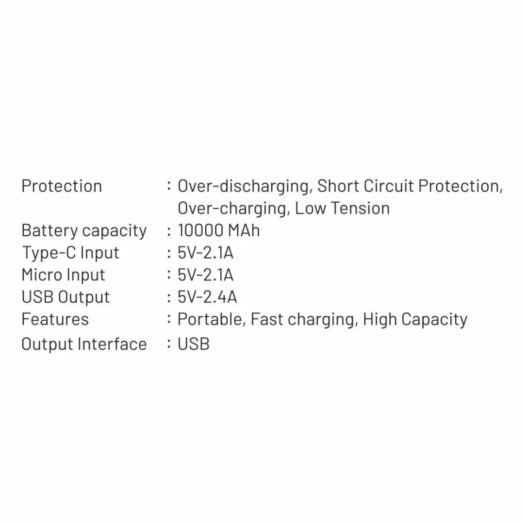 PB-01, 10000 MAH Power Bank, Digital Display, Quick Charge