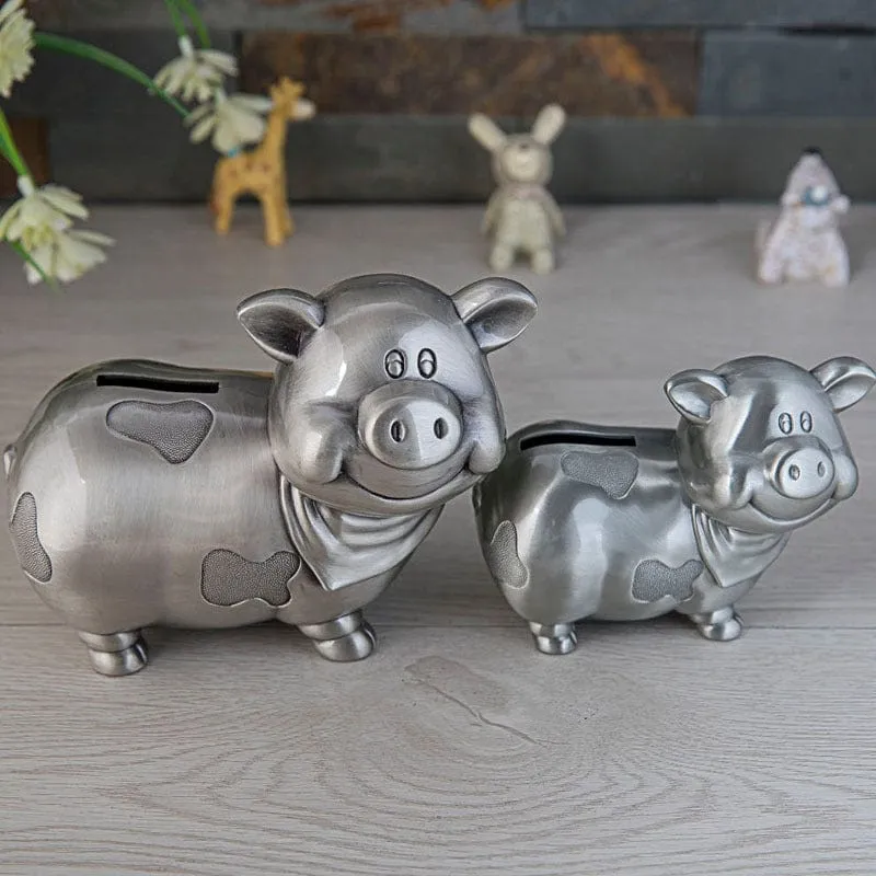 Pewter Pig & Cow Piggy Coin Banks-Unique and CUTE!  ONLY at TPP!