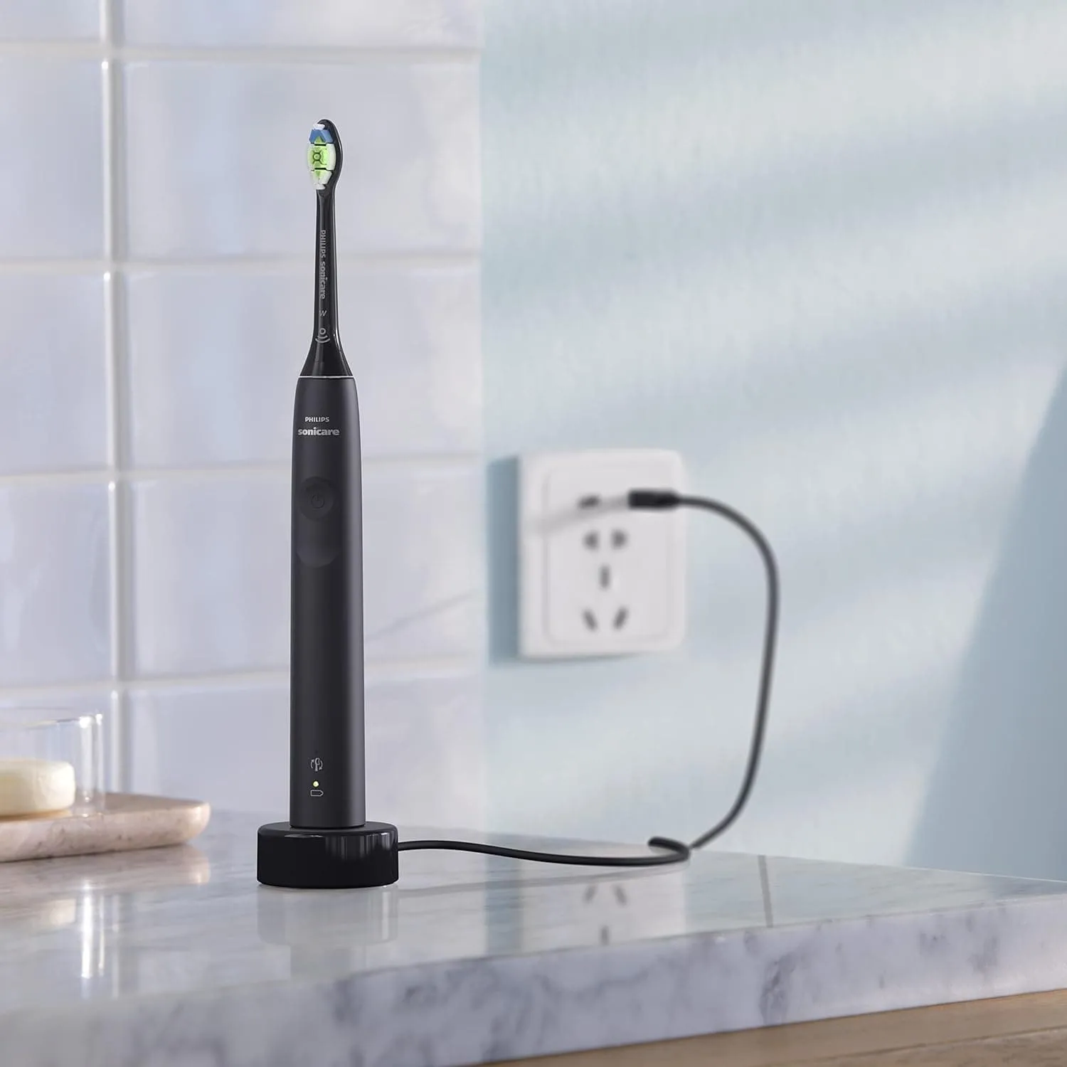 Philips Sonicare 3100 Series Sonic Electric Toothbrush with BrushSync Replacement Reminder (Model HX3671/14), Black