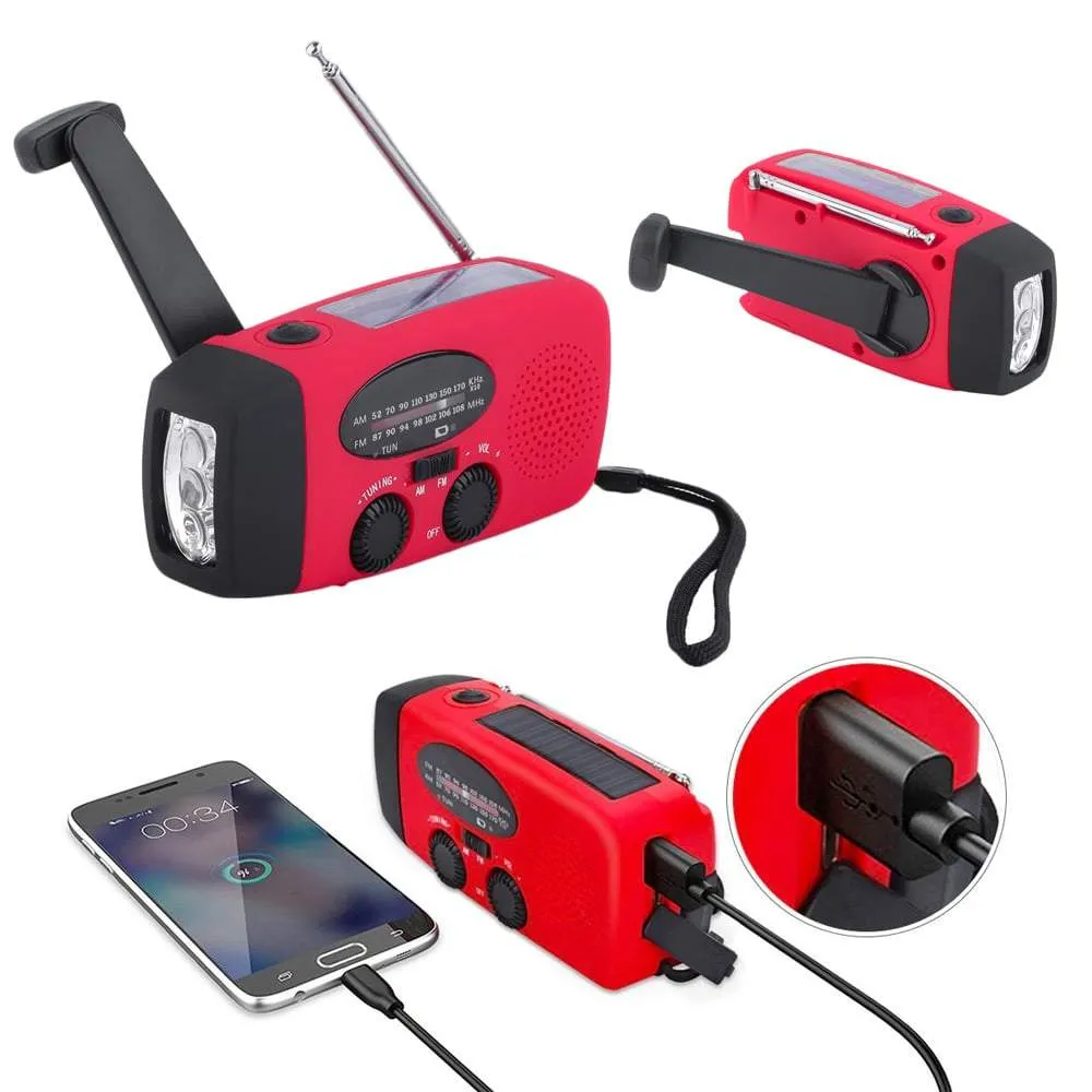 Portable Emergency Solar/Dynamo/DC & AM/FM/NOAA Radio & LED Flashlight & 1000mAh Charger Power Bank