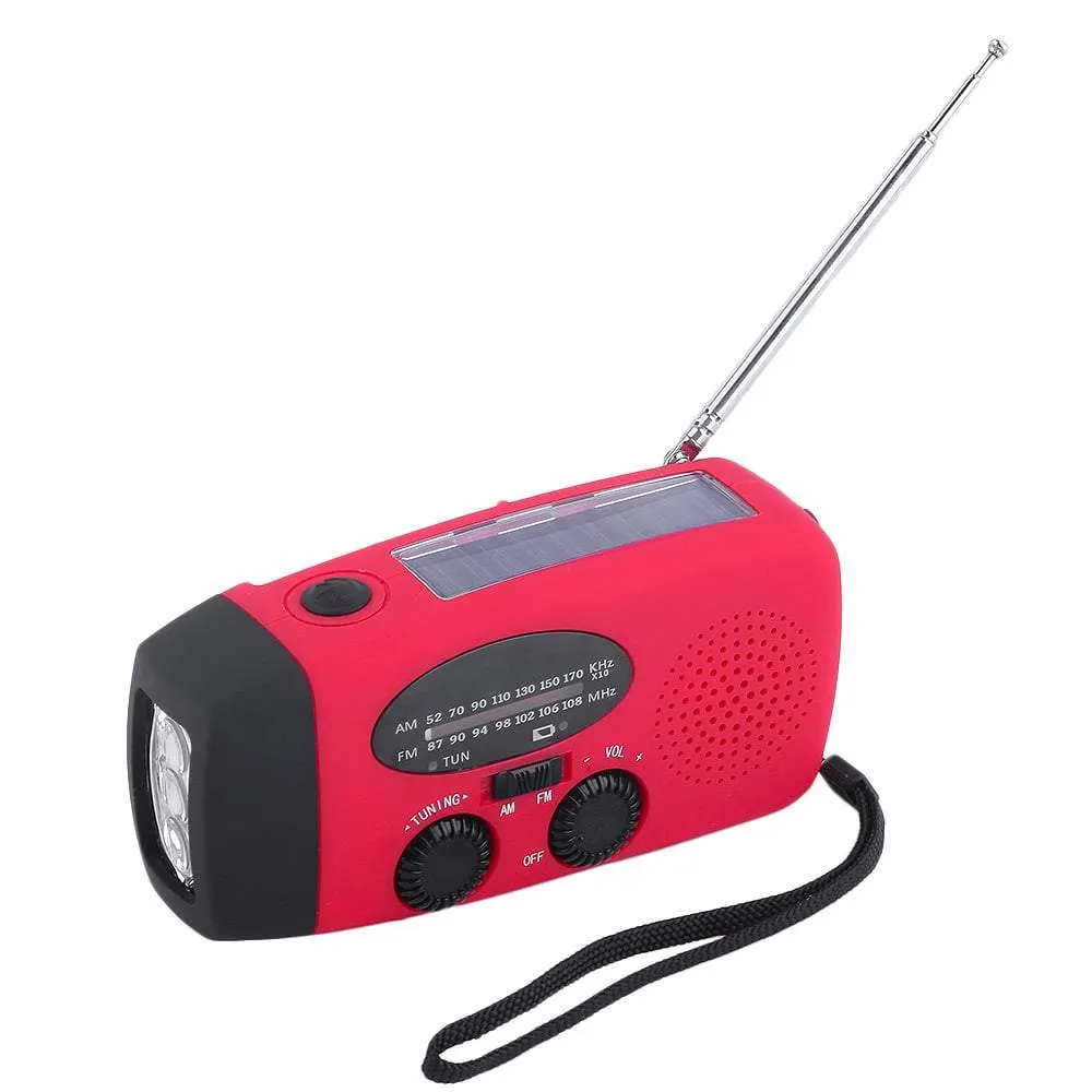 Portable Emergency Solar/Dynamo/DC & AM/FM/NOAA Radio & LED Flashlight & 1000mAh Charger Power Bank