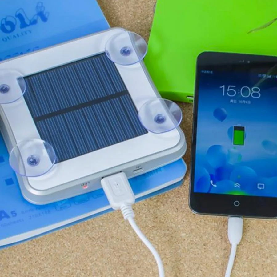 Portable Solar / USB 1,800mAH Power Bank with Window Suction Cups