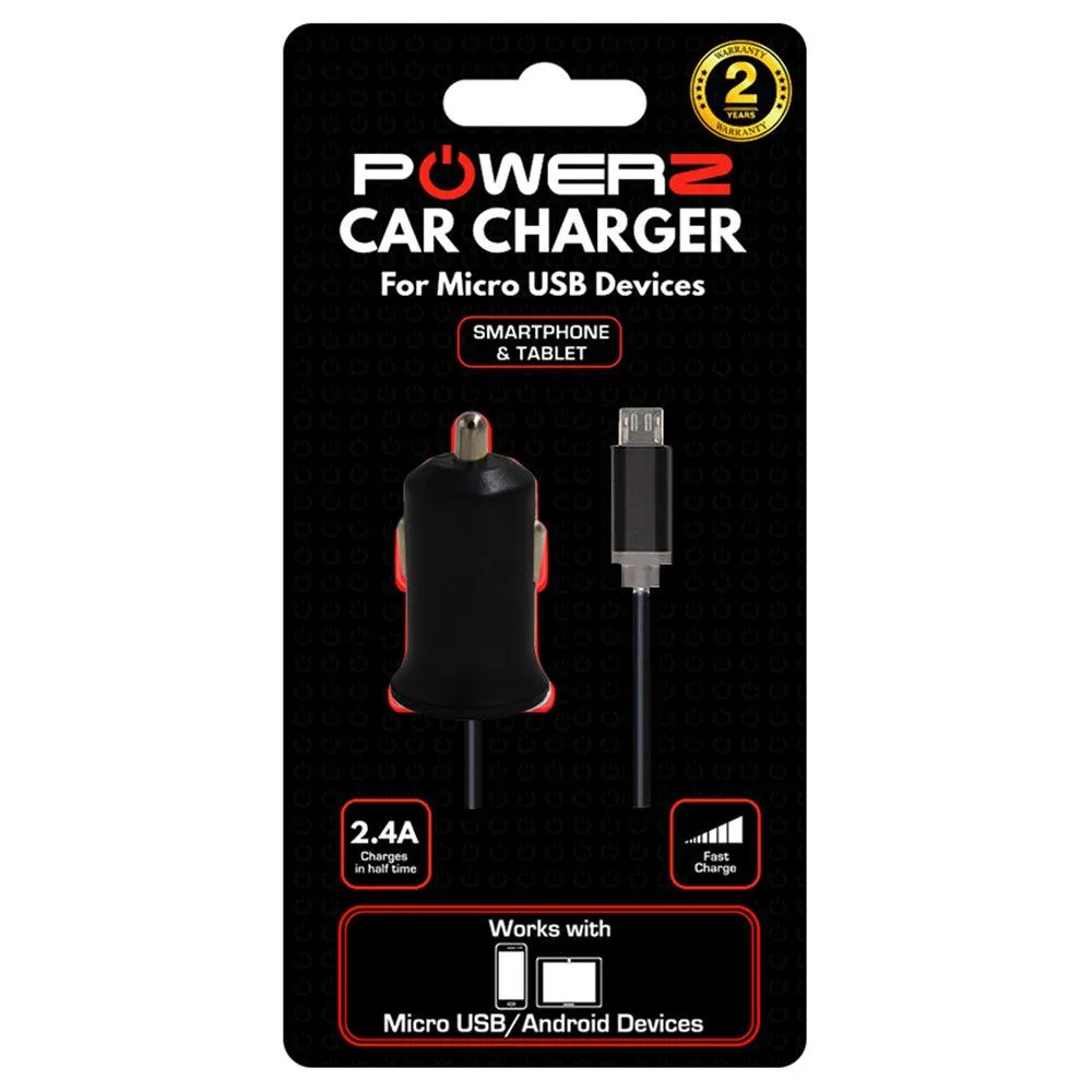 Powerz 1.8M Car Charger for Micro USB 2 - Black | 840449