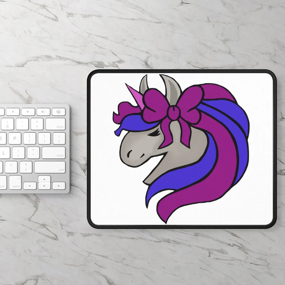 Purple Blue Unicorn Head Gaming Mouse Pad