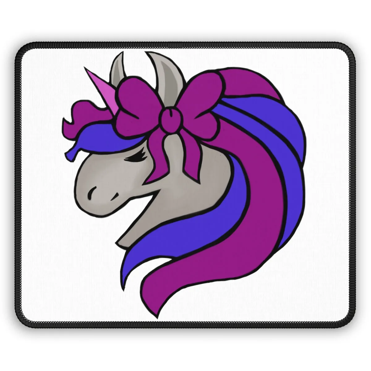 Purple Blue Unicorn Head Gaming Mouse Pad