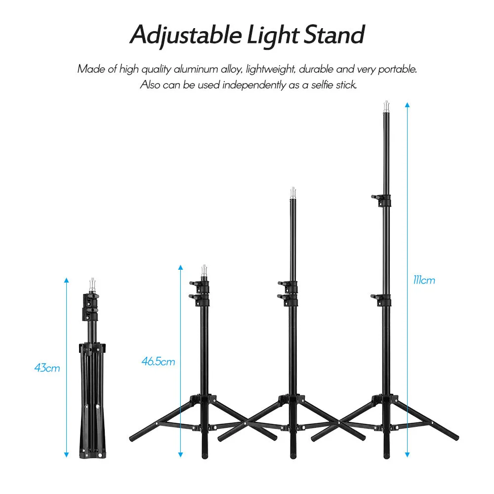 Pxel RK20 LED Ring Light 10-inches 26cm Bi-Color with 200cm 6ft Light Stand