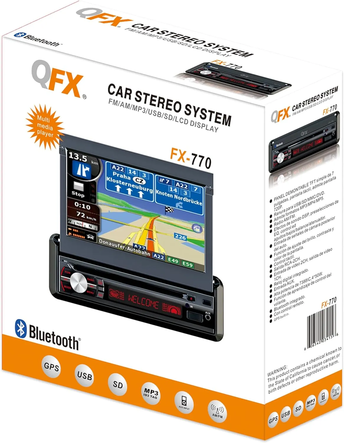 QFX CarPlay - Android Single Din 10.1", Bluetooth, USB