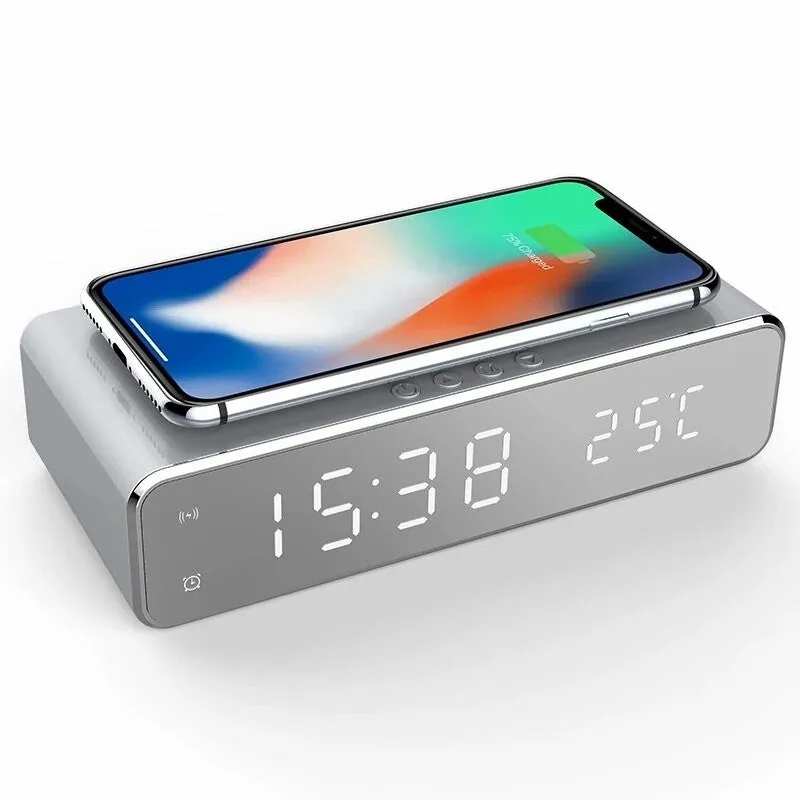 QI Wireless Charger Alarm Clock Compatible with iPhone Samsung