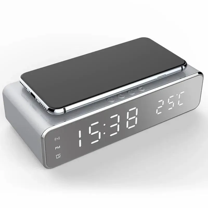 QI Wireless Charger Alarm Clock Compatible with iPhone Samsung