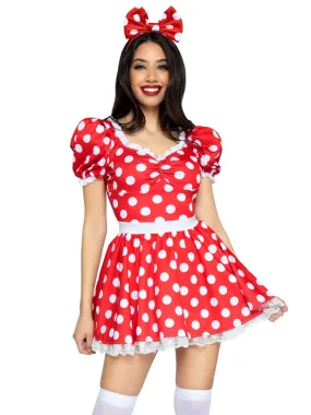 Red and White Polka Dot Dress With Headband Costume