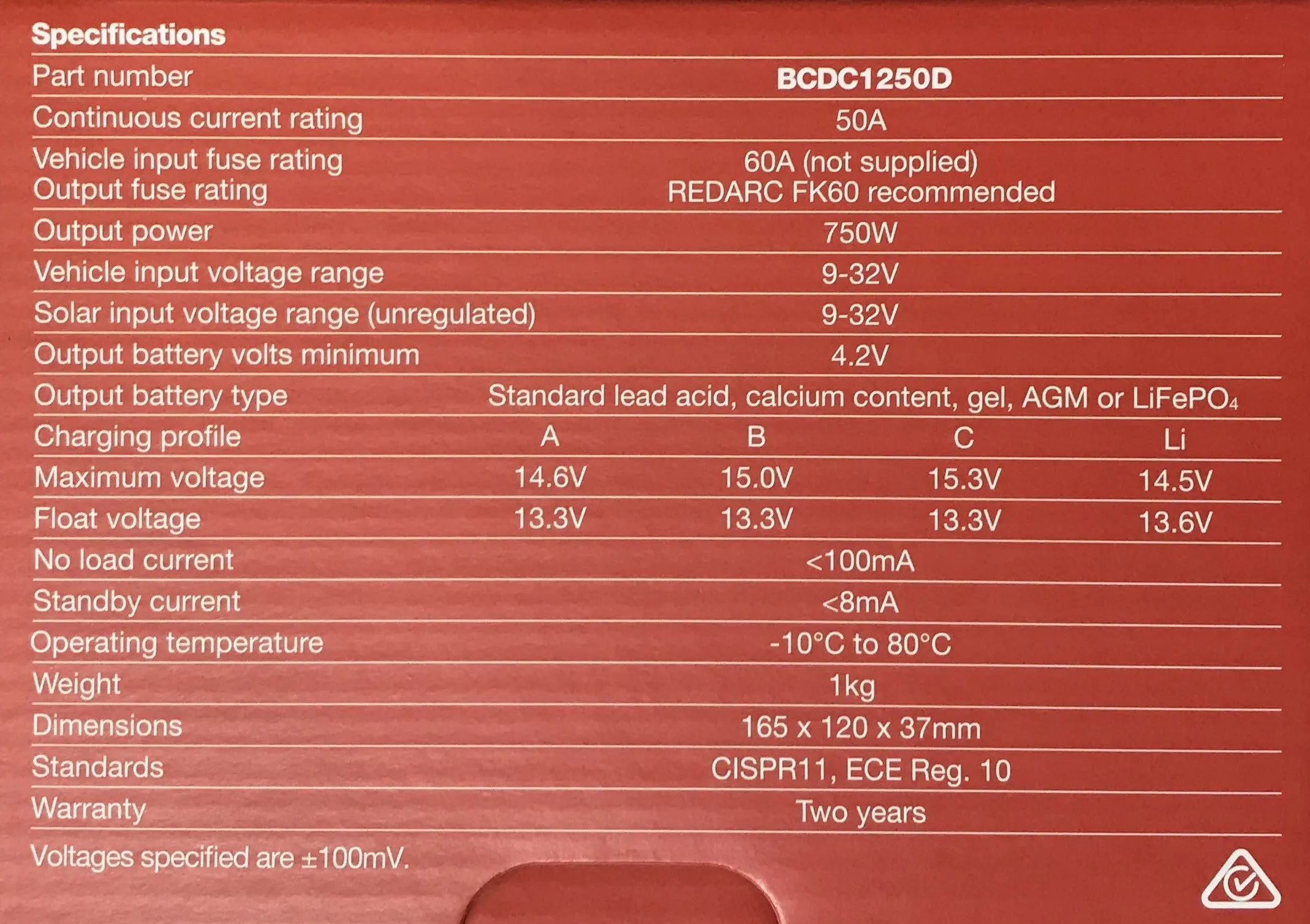 Red Arc DC to DC Charger 50a