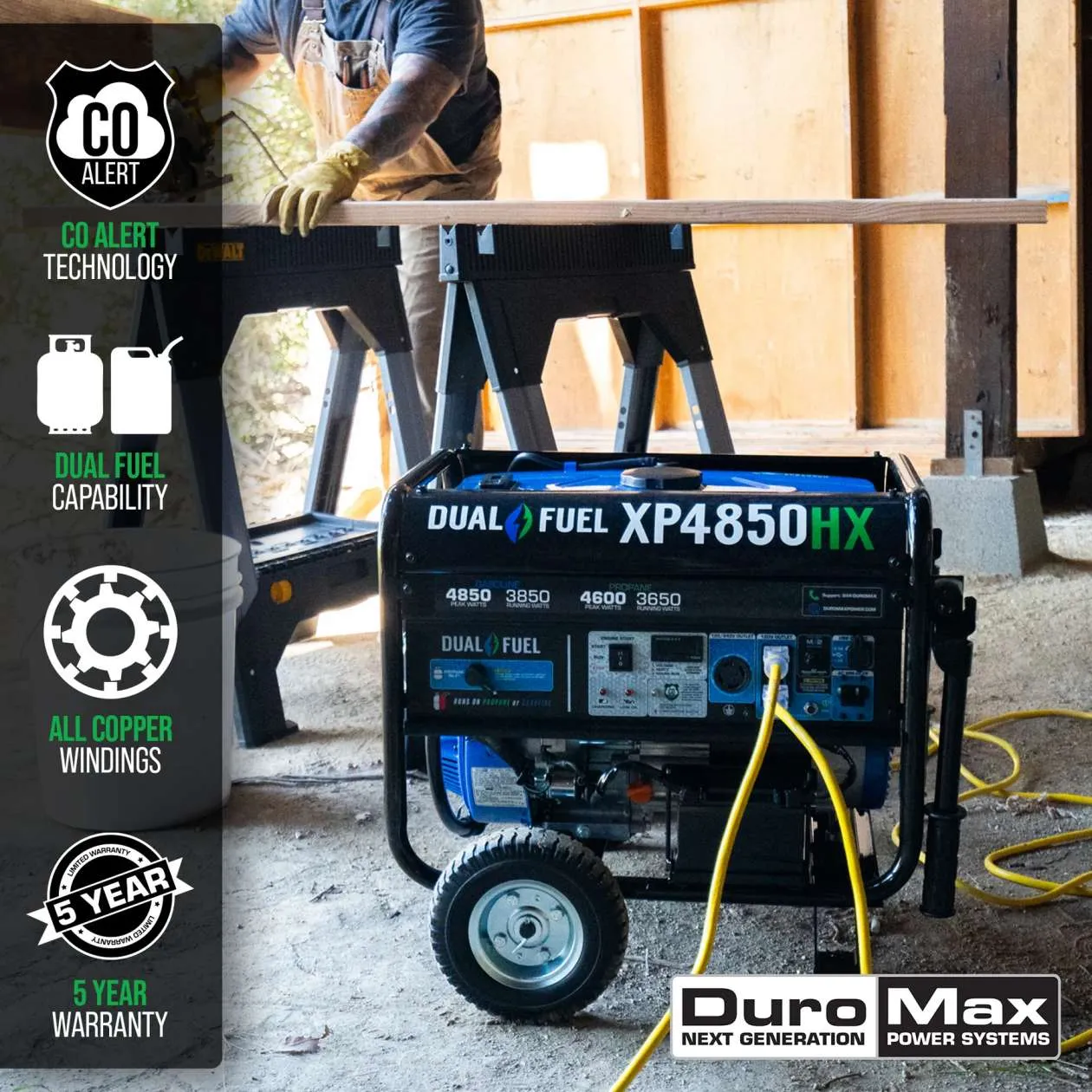 REFURB DuroMax XP4850HX 4,850 Watt 7HP Dual Fuel Portable Generator W/ CO Alert 50- State (Grade A)