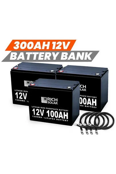 Rich Solar 12V - 300AH - 3.6kWh Lithium Battery Bank