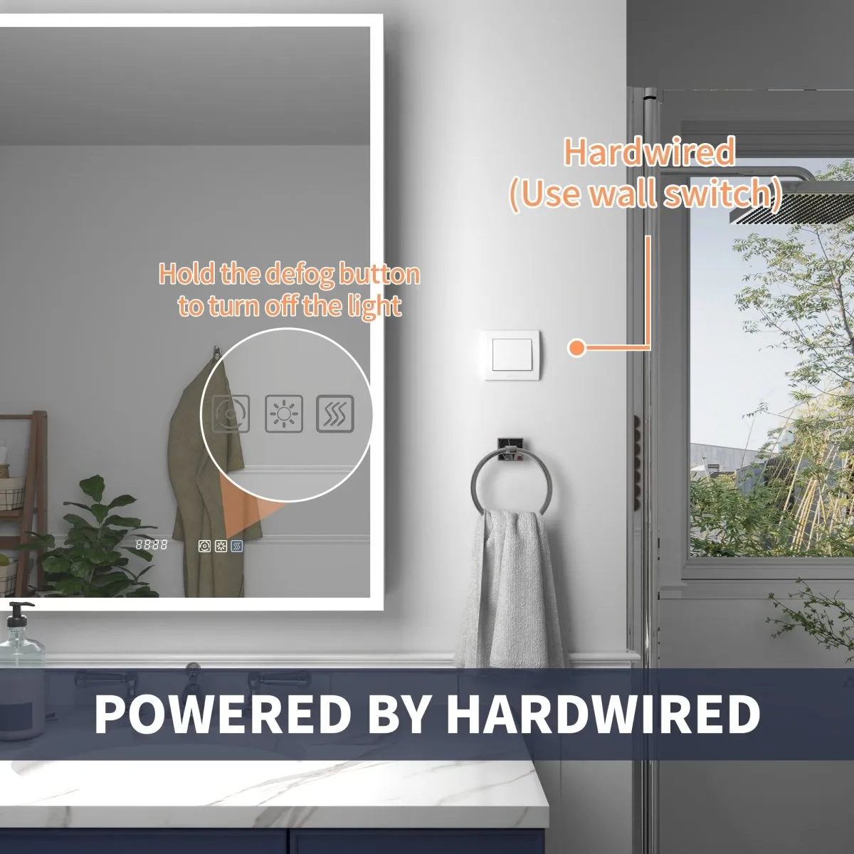 Rim 60" W x 32" H Lighted Medicine Cabinet Recessed or Surface LED Medicine Cabinet with Outlets & USBs