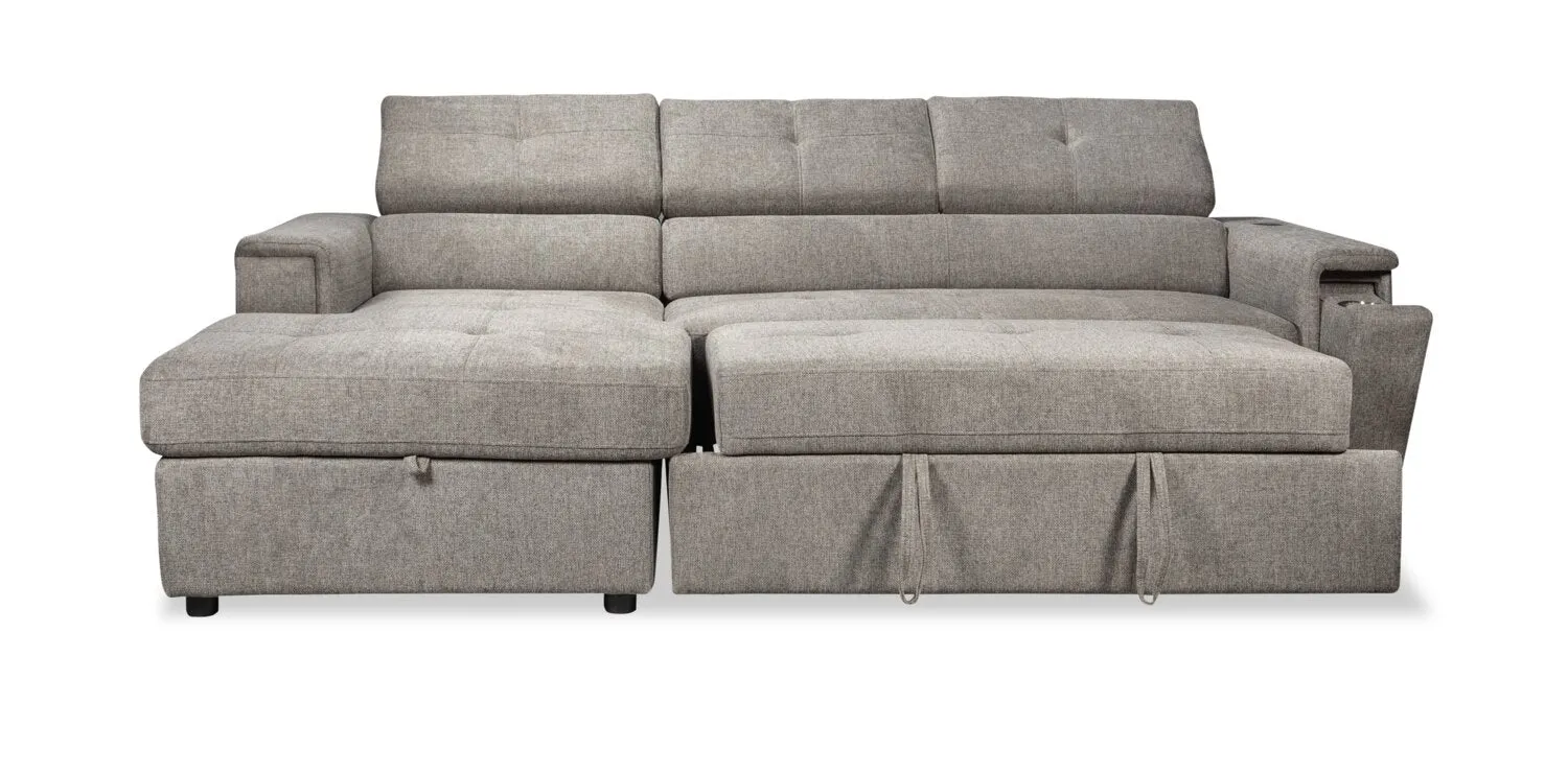 Romilly 2-Piece Linen-Look Fabric Left-Hand Sleeper Sectional - Grey