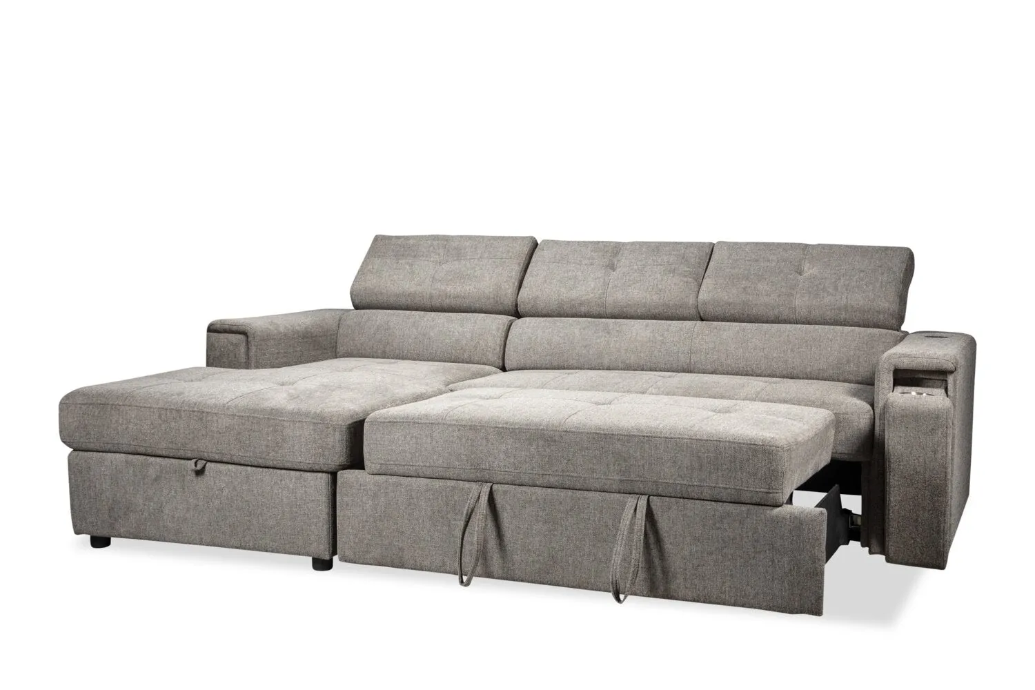 Romilly 2-Piece Linen-Look Fabric Left-Hand Sleeper Sectional - Grey