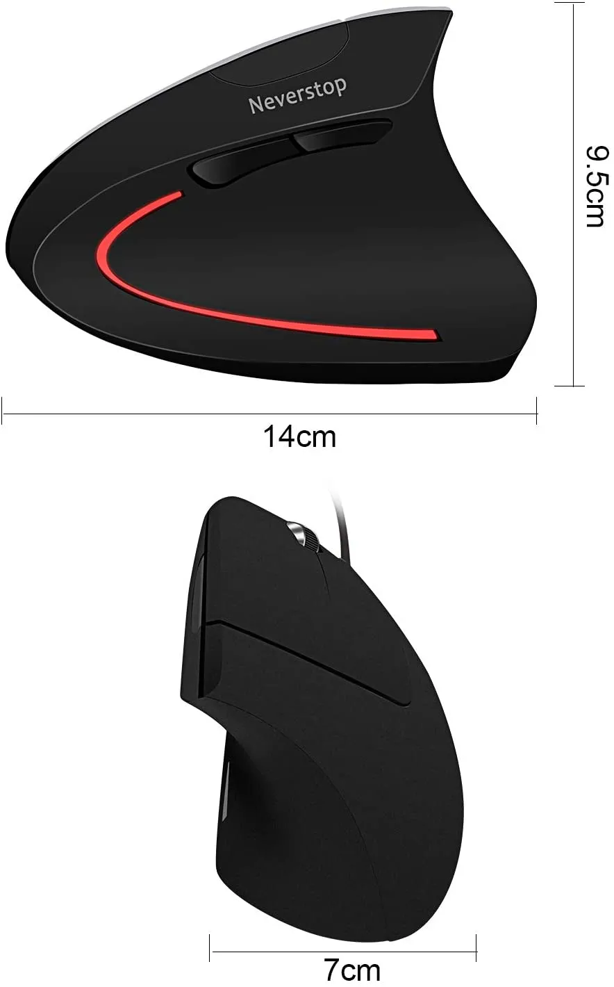 Shoplease Wired Vertical Mouse, Optical Ergonomic Mouse with 4 Adjustable DPI 800/1200/2000/3200, 6 Buttons USB Computer Mouse , Better for Large Hand