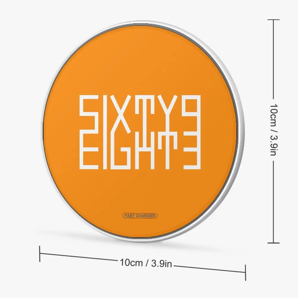 Sixty Eight 93 Logo White Orange 10W Wireless Charger