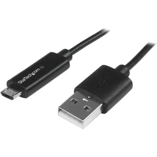 StarTech.com 1m 3 ft Micro-USB Cable with LED Charging Light - M/M - USB to Micro USB Cable - 1 m USB/USB Micro-B Data Transfer Cable for Phone, Tablet, Notebook, Computer - First End: 1 x 4-pin USB 2.0 Type A - Male - Second End: 1 x 5-pin Micro USB 2.0