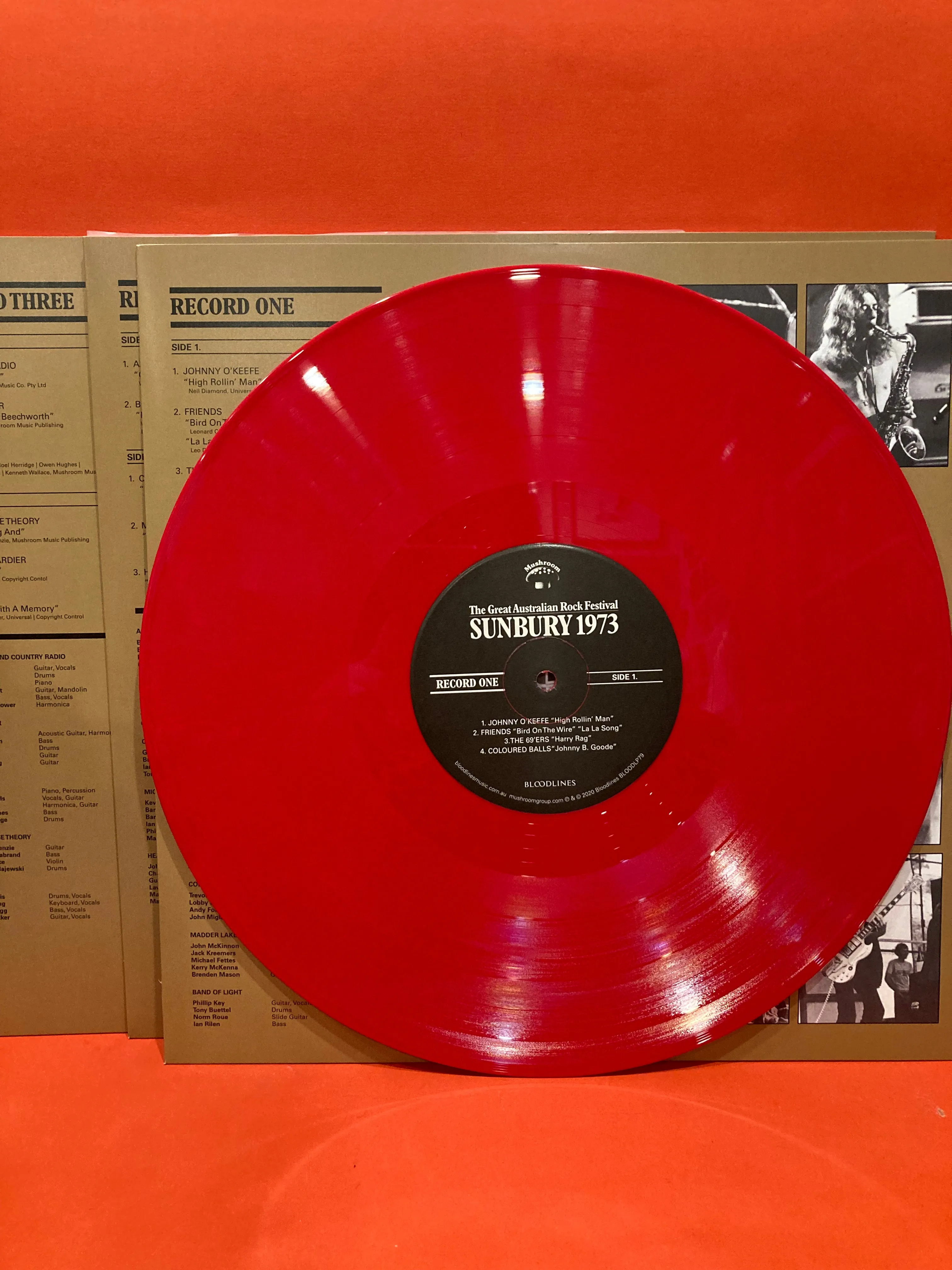 SUNBURY 1973 - THE GREAT AUSTRALIAN ROCK FESTIVAL- 3X LP - RED VINYL  feat COLOURED BALLS, SID RUMPO, BAKERY et. all