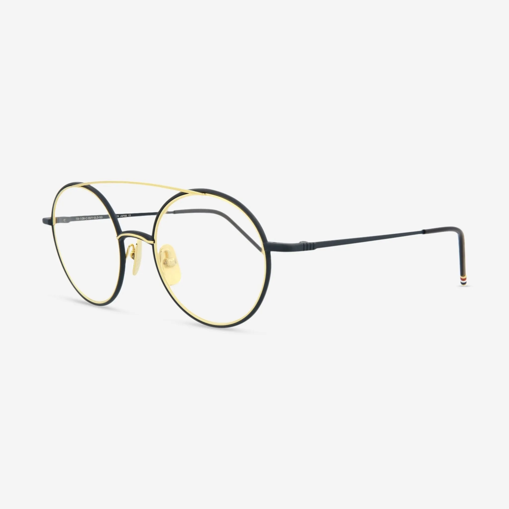 Thom Browne Aviator Metal Optical Unisex Frames TB108-CNVYGLD-50-40363