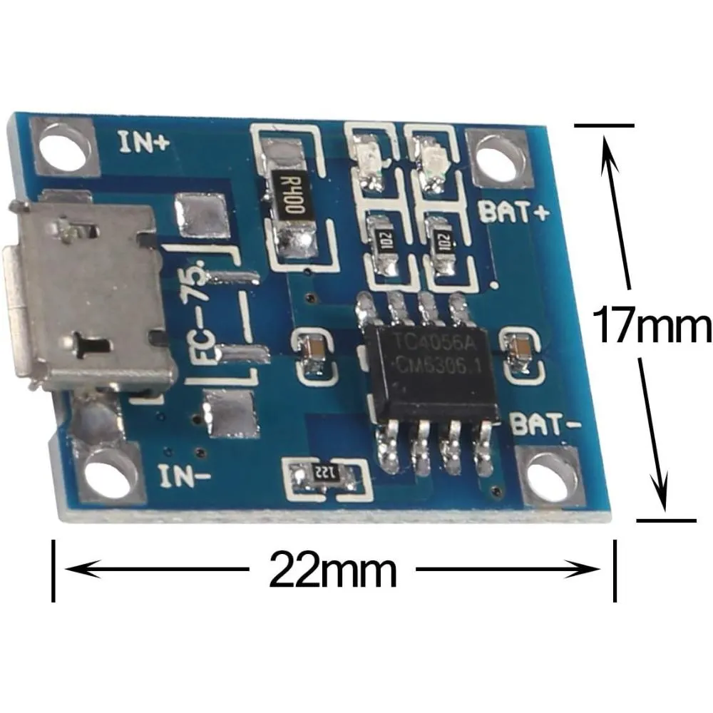 TP4056/TC4056 1A Li-Ion Lithium Battery Charging Module – Micro B USB