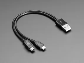 USB cable - 8\" A to Mini B Charging and Micro B Data"