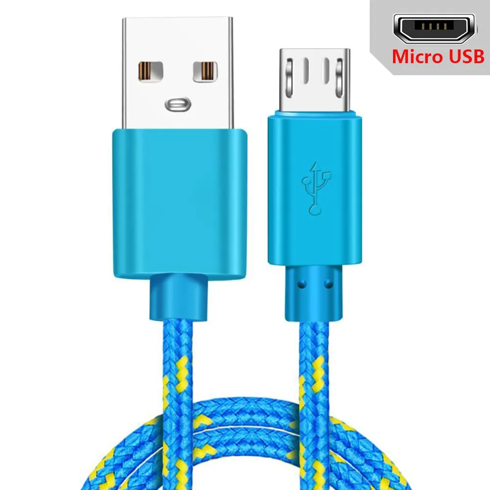 USB Type C Cable for Samsung S20 S21 Xiaomi Nylon Braided Mobile Phone Fast Charging USB C Cable Type-C Charger Micro USB Cables