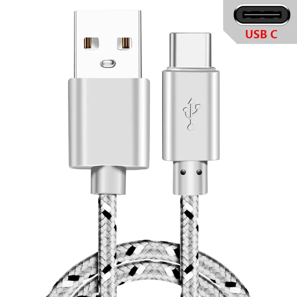 USB Type C Cable for Samsung S20 S21 Xiaomi Nylon Braided Mobile Phone Fast Charging USB C Cable Type-C Charger Micro USB Cables