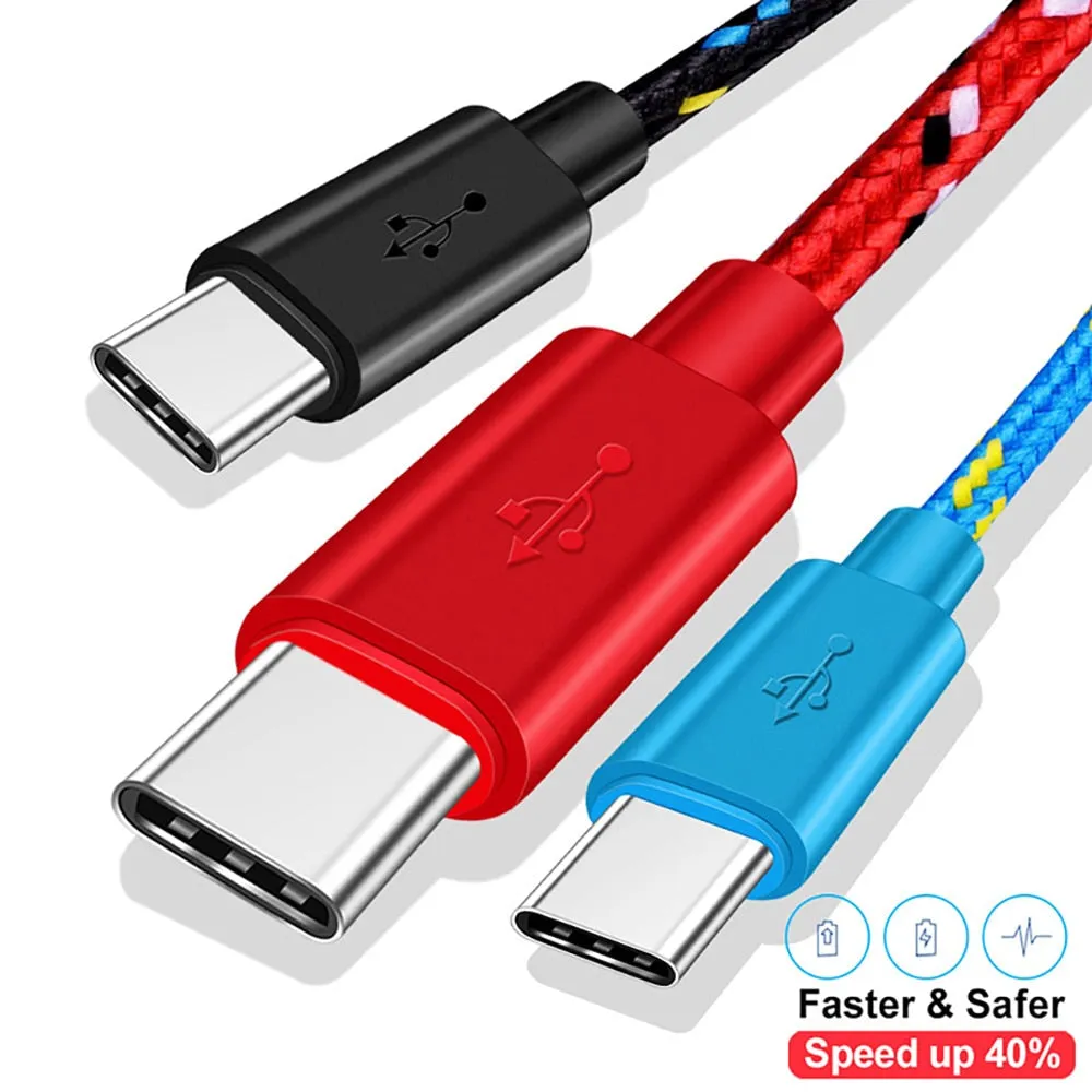 USB Type C Cable for Samsung S20 S21 Xiaomi Nylon Braided Mobile Phone Fast Charging USB C Cable Type-C Charger Micro USB Cables