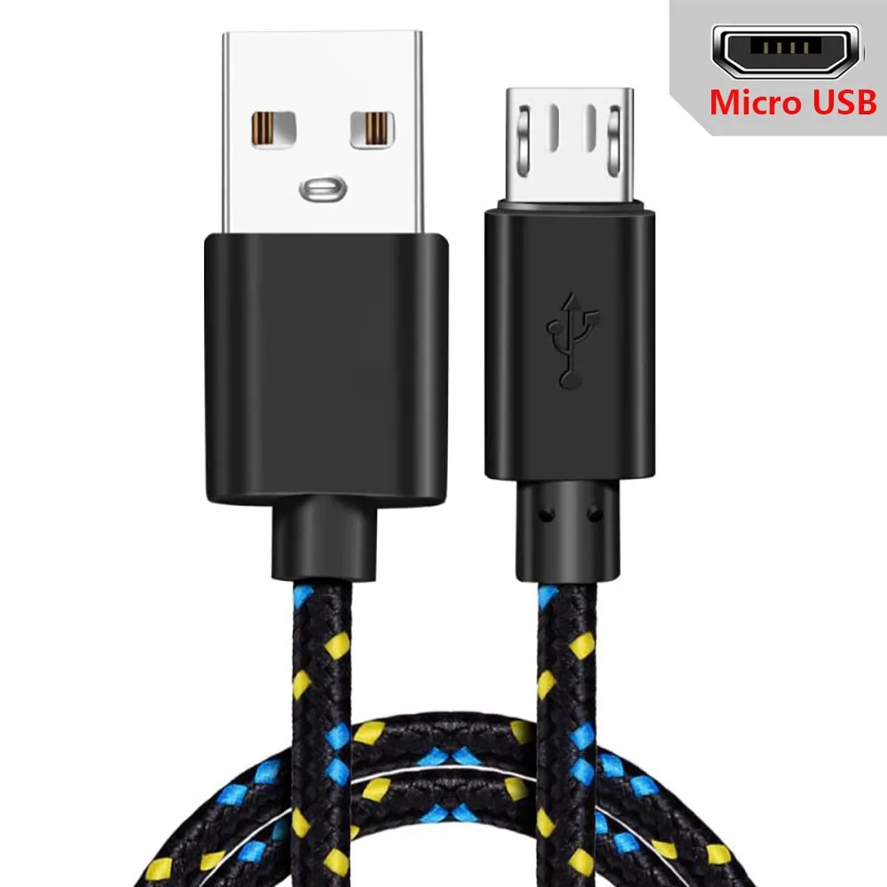 USB Type C Cable for Samsung S20 S21 Xiaomi Nylon Braided Mobile Phone Fast Charging USB C Cable Type-C Charger Micro USB Cables