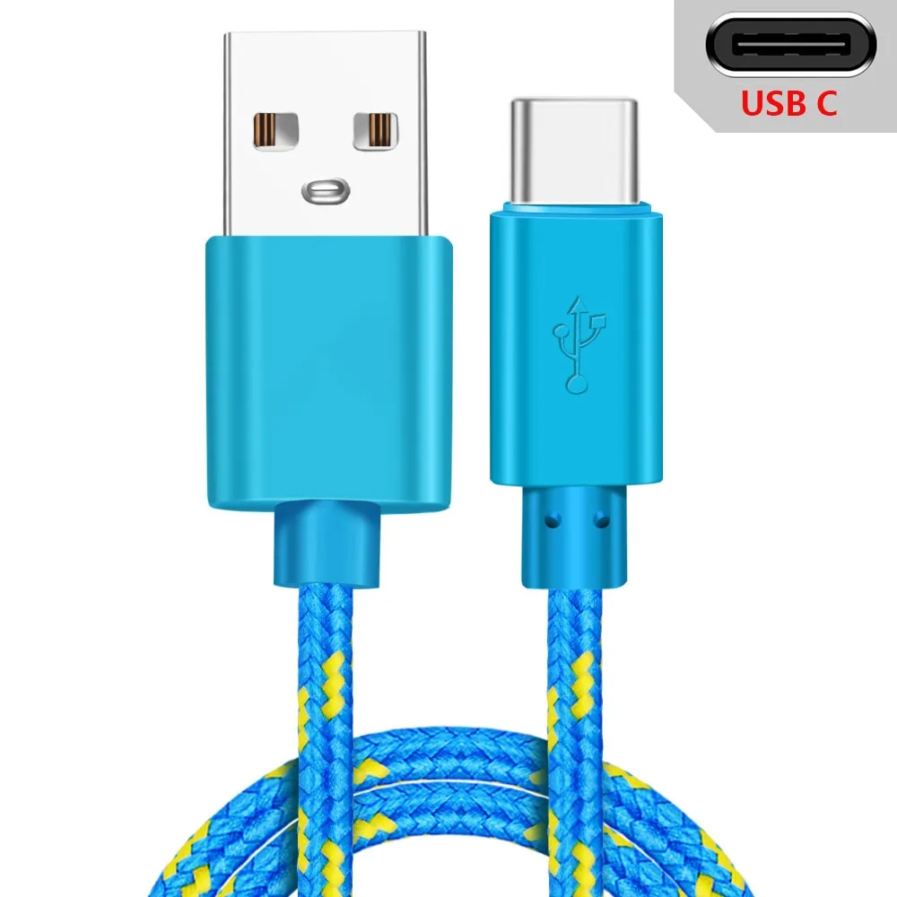 USB Type C Cable for Samsung S20 S21 Xiaomi Nylon Braided Mobile Phone Fast Charging USB C Cable Type-C Charger Micro USB Cables