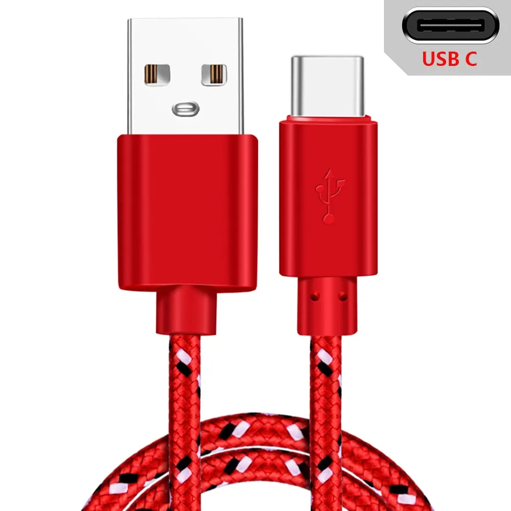 USB Type C Cable for Samsung S20 S21 Xiaomi Nylon Braided Mobile Phone Fast Charging USB C Cable Type-C Charger Micro USB Cables