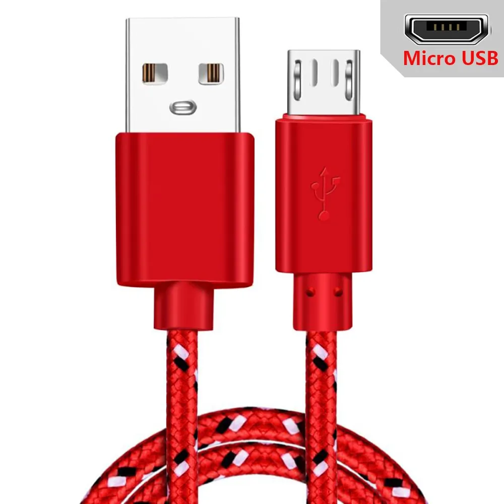 USB Type C Cable for Samsung S20 S21 Xiaomi Nylon Braided Mobile Phone Fast Charging USB C Cable Type-C Charger Micro USB Cables