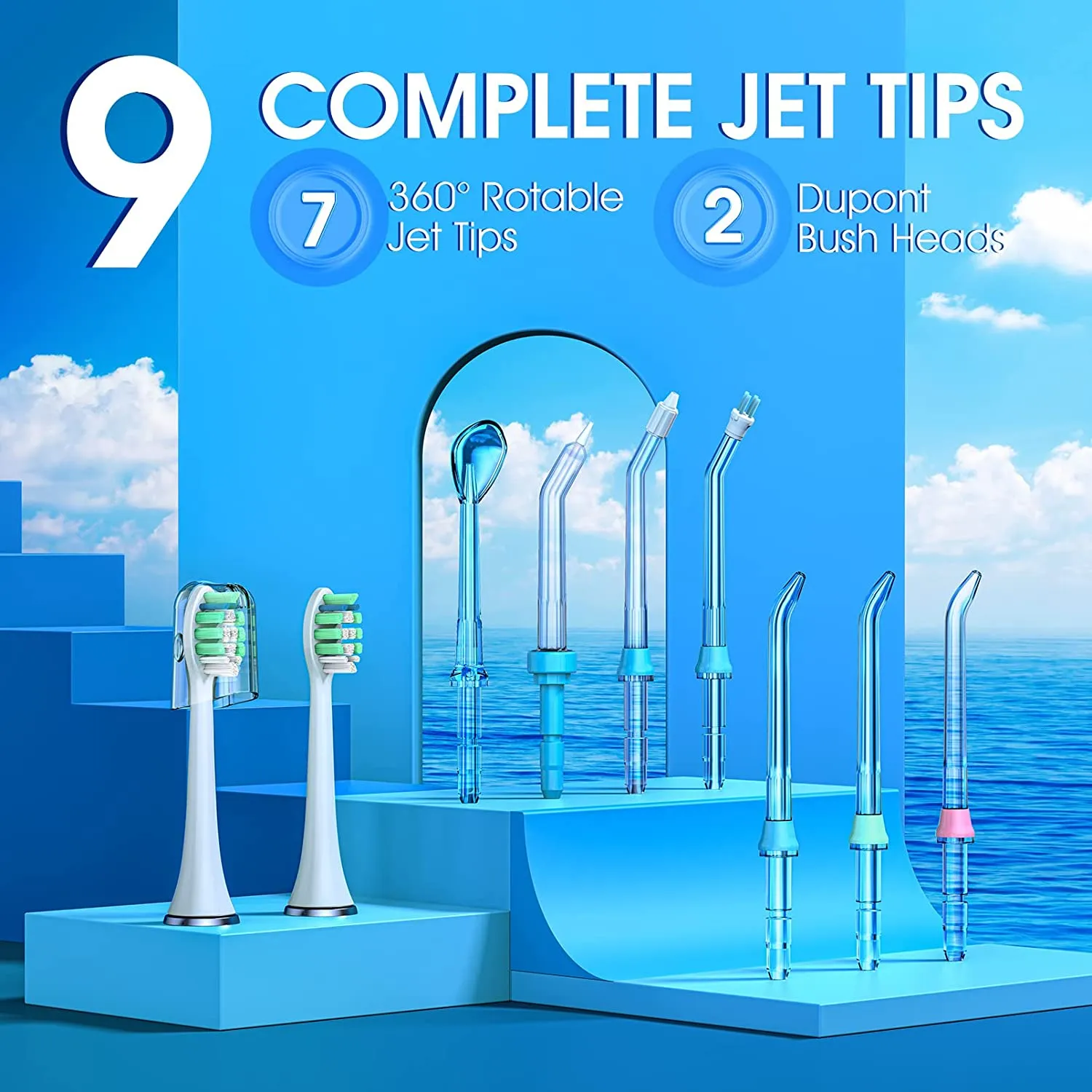 Water Flosser and Toothbrush Combo in One with 7 Jet Tips