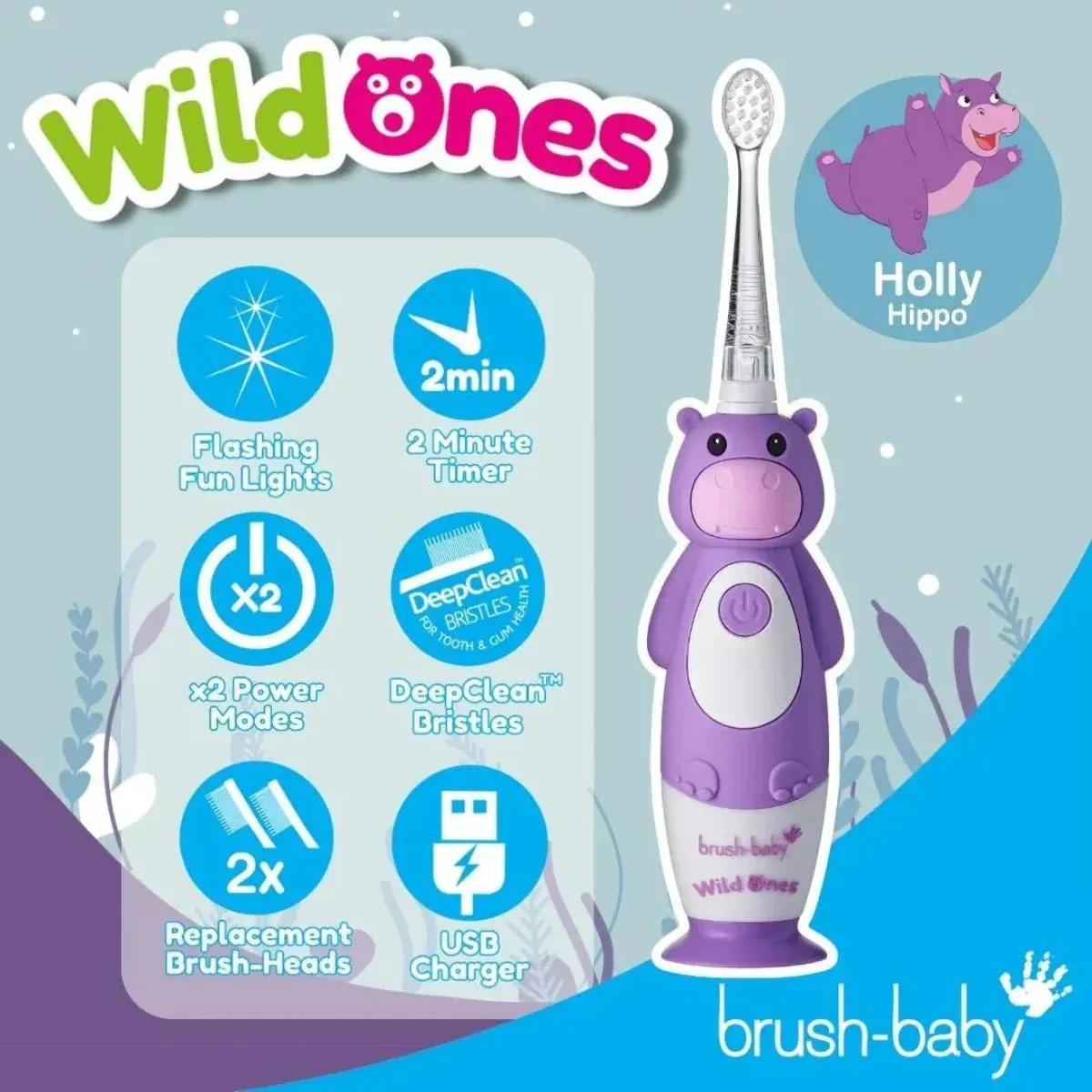 WildOnes™ Hippo Rechargeable Kids Toothbrush Gift Set