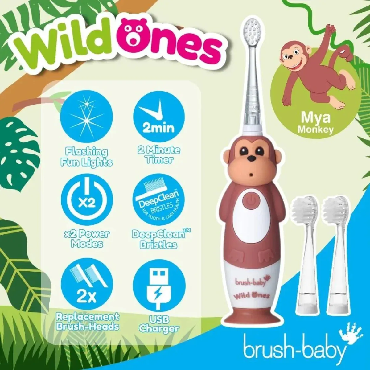 WildOnes™ Monkey Rechargeable Kids Toothbrush Gift Set