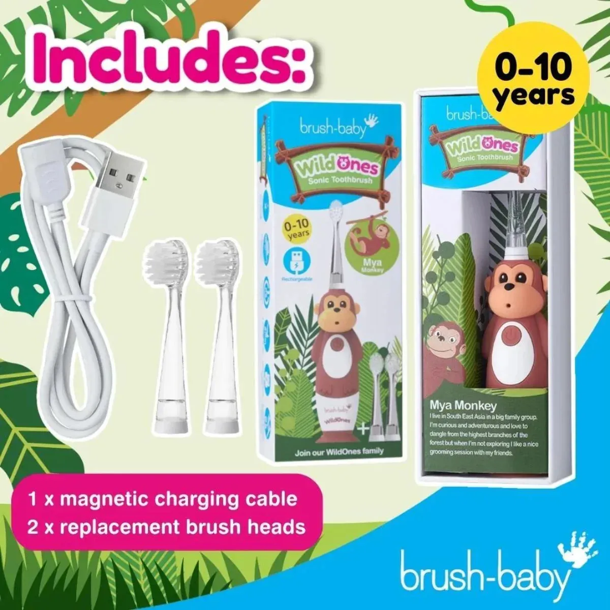 WildOnes™ Monkey Rechargeable Kids Toothbrush Gift Set