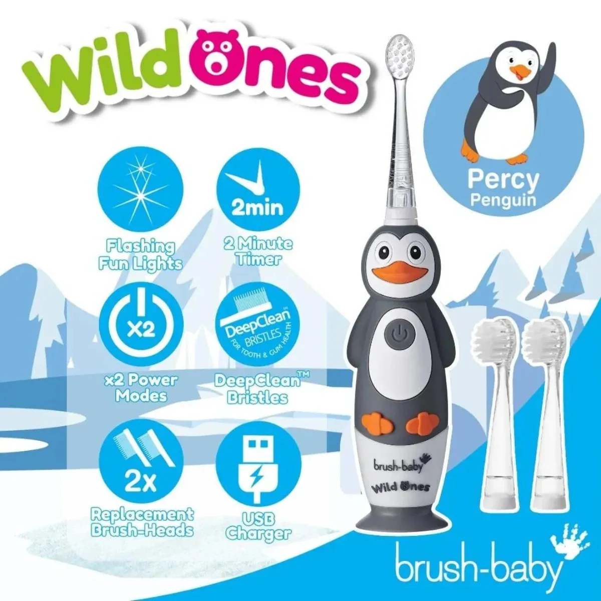 WildOnes™ Penguin Kids Electric Rechargeable Toothbrush