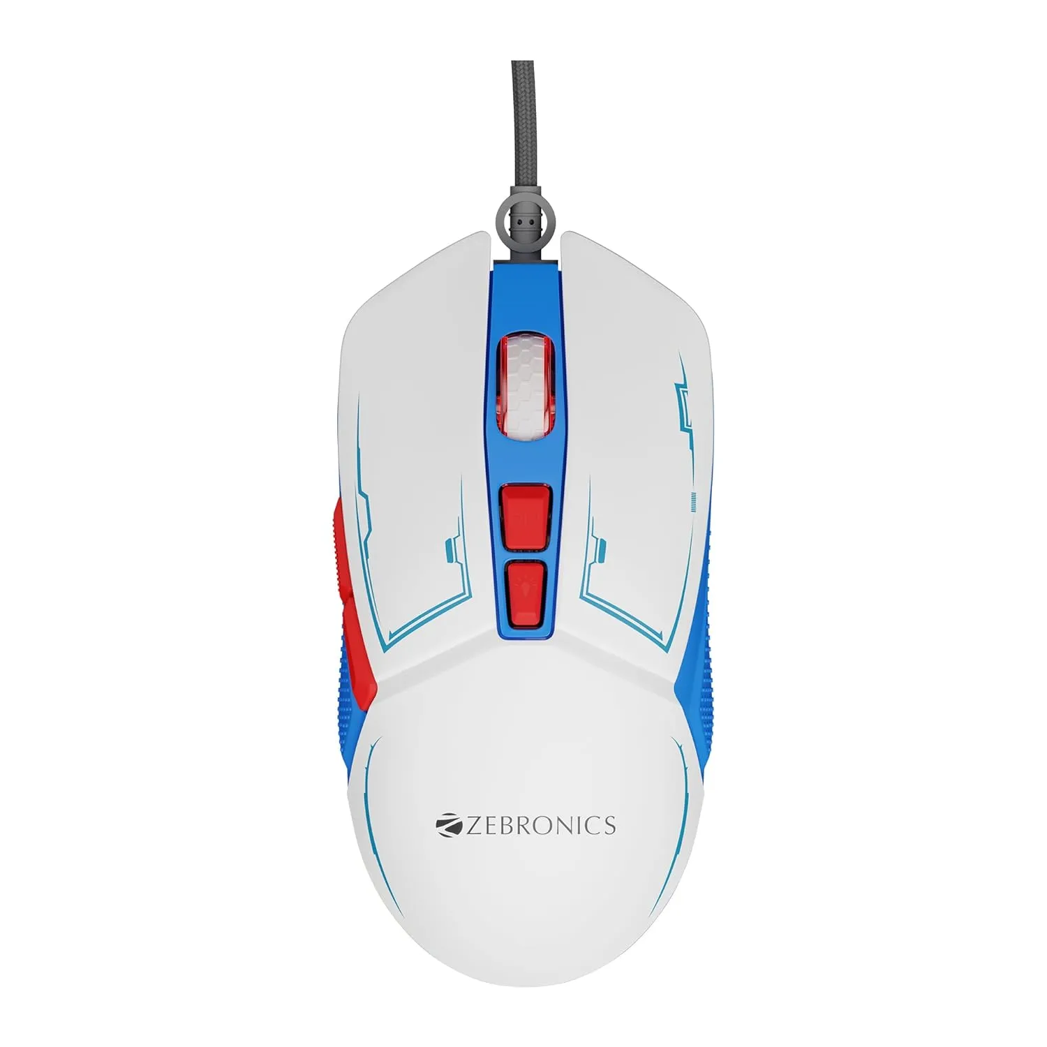 ZEBRONICS Astro Premium Gaming Mouse with Upto 7200 DPI, 7 Buttons, Braided Cable, High Resolution, Windows Software with RGB LED Light